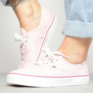 Pink Vans with white poca dots